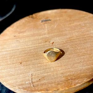 Gold monogram ring with a C